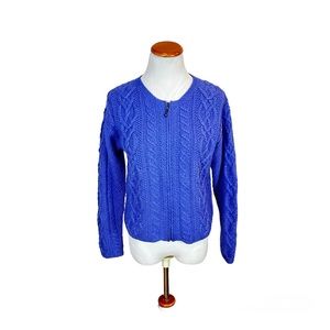 ICELANDIC DESIGN‎ Angora Silk Blend Cable Knit Sweater Coat Women’s Sz Small